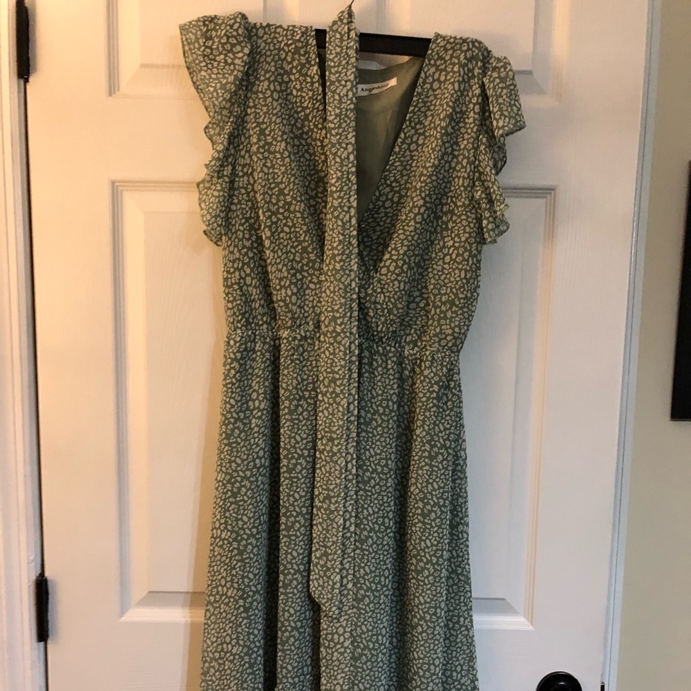 Green boho dress